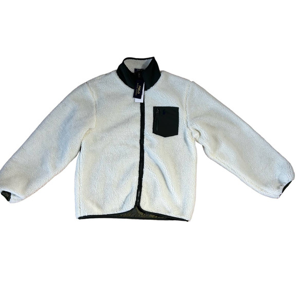 POLO Ralph Lauren Men's Full-Zip PONY Sherpa Fleece Jacket in cream (LARGE)-NWT - Picture 2 of 6